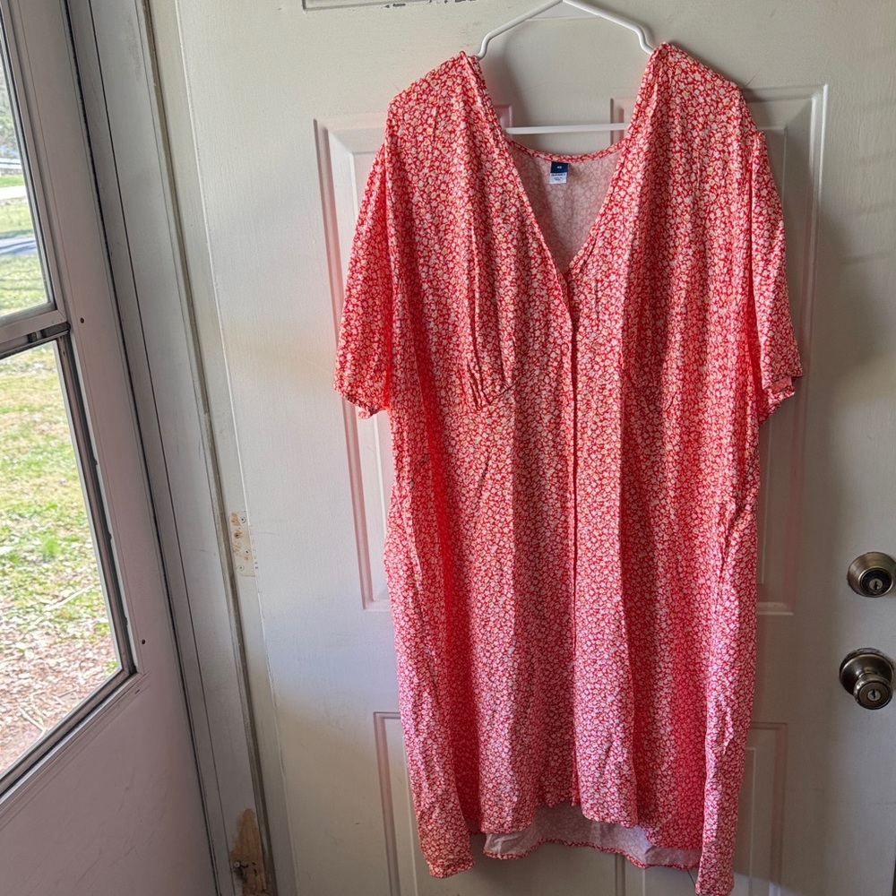 Old Navy Coral Floral Midi Dress